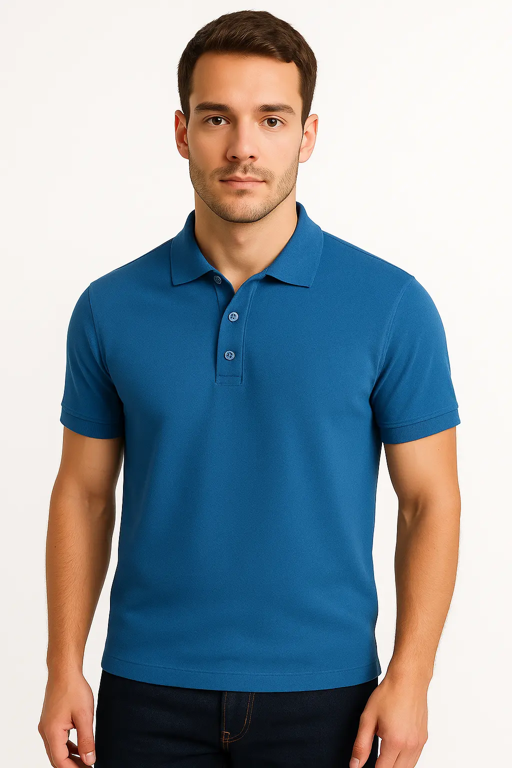 Camisa Polo Poliviscose Azul Dinamarca