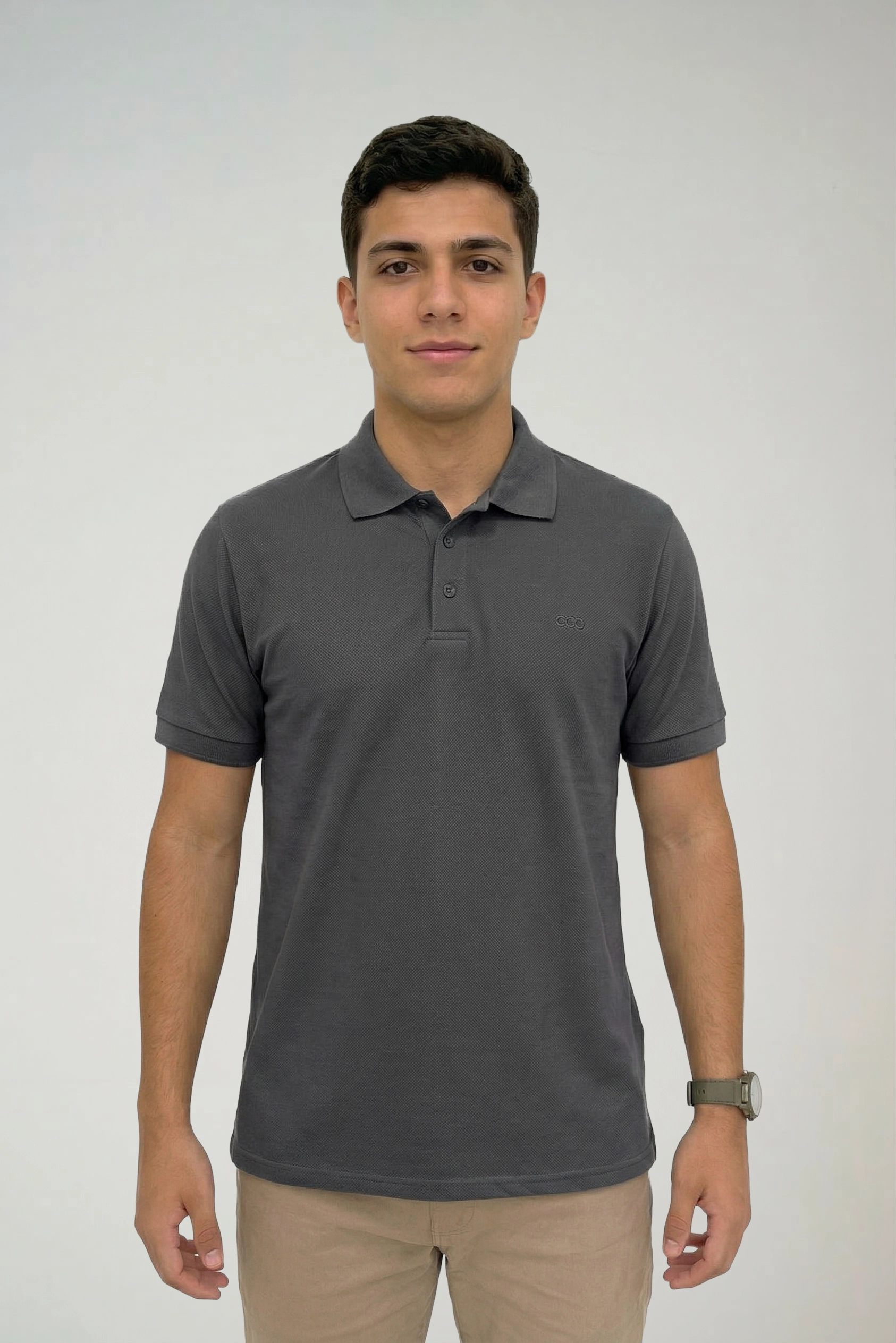 camisa polo piquet chumbo
