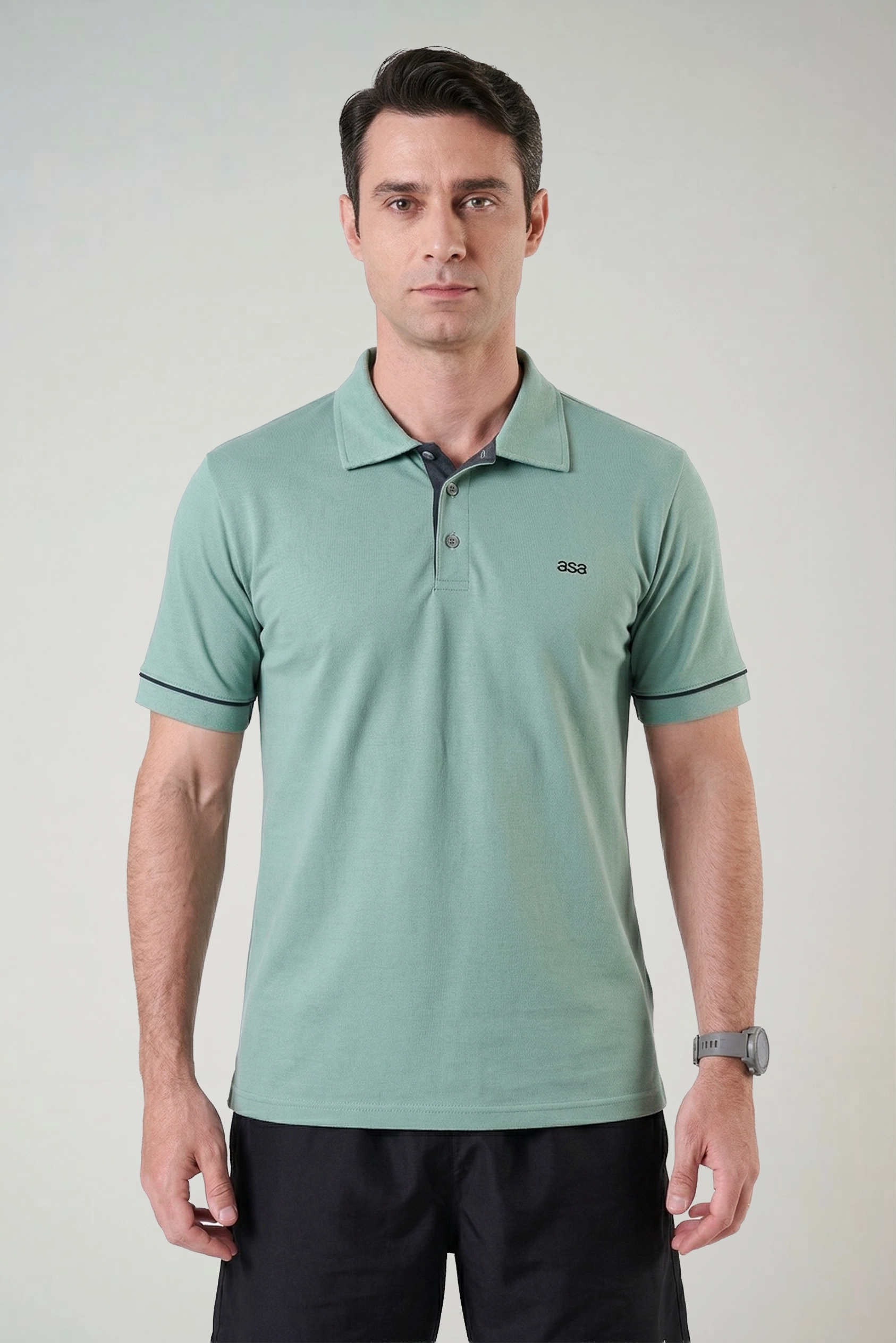 camisa polo piquet verde claro
